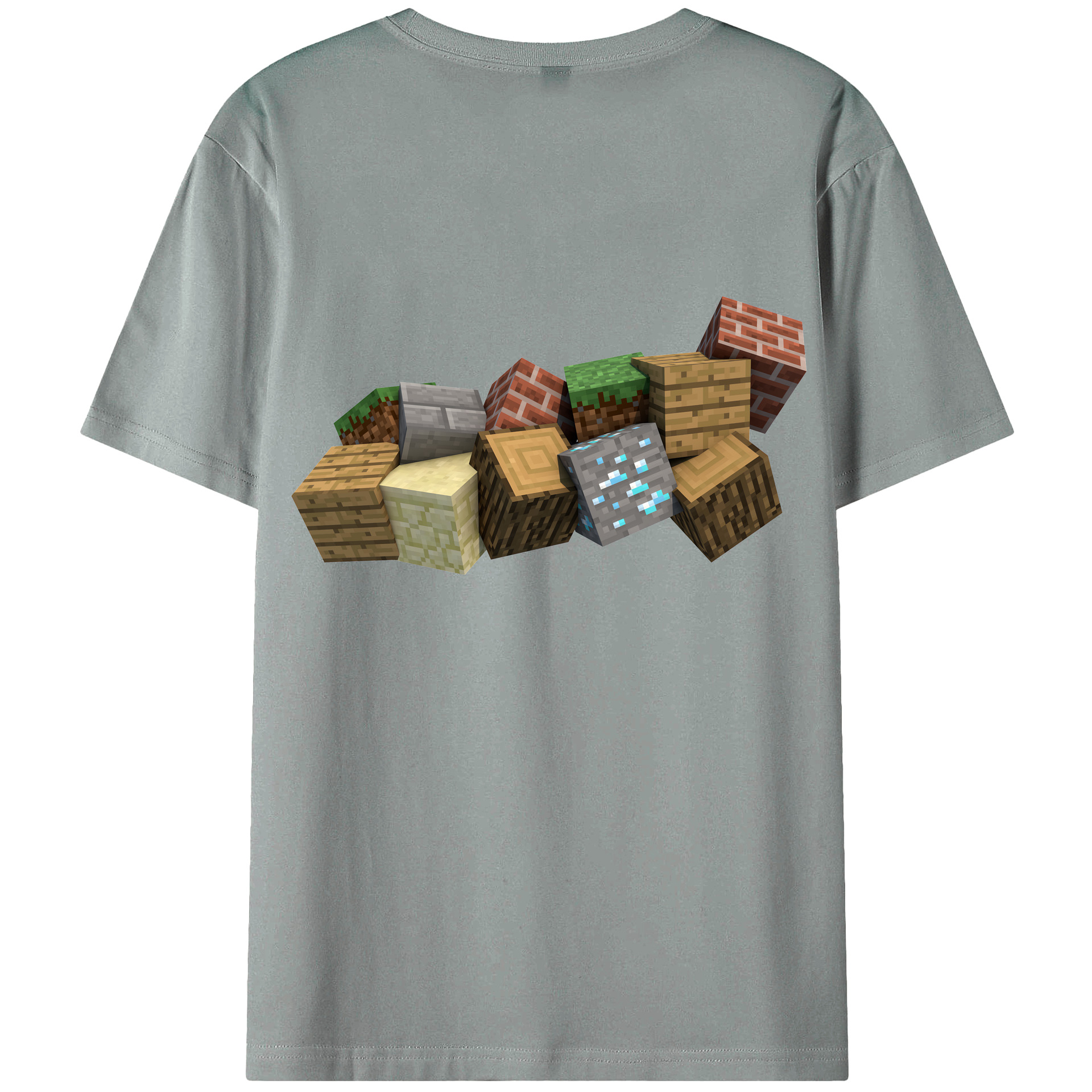 （画像用） マインクラフト ブロックの世界 Minecraft MC Block world 綿100％ メンズ半袖Tシャツ（バックプリント） 通気性